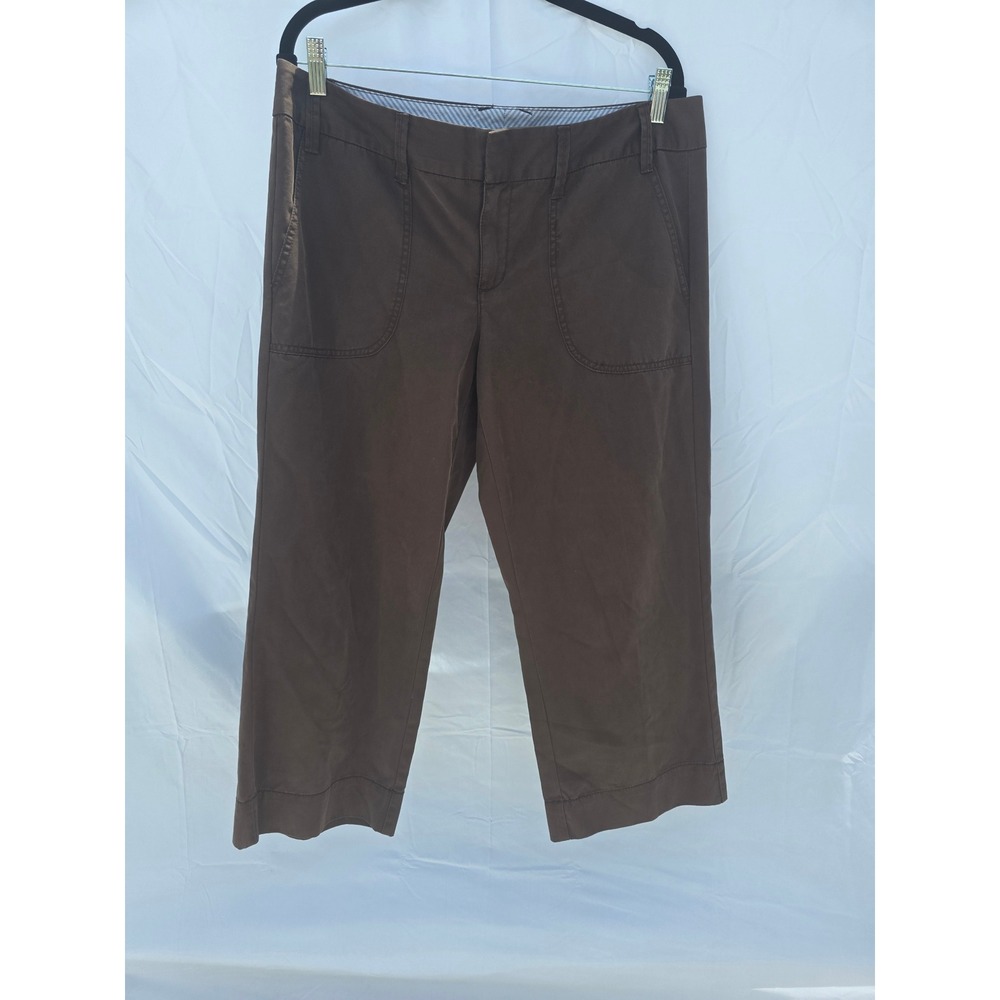 Tommy Hilfiger Brown Cotton Cropped Utility Pants Womens 12 Patch Pocket Cargo